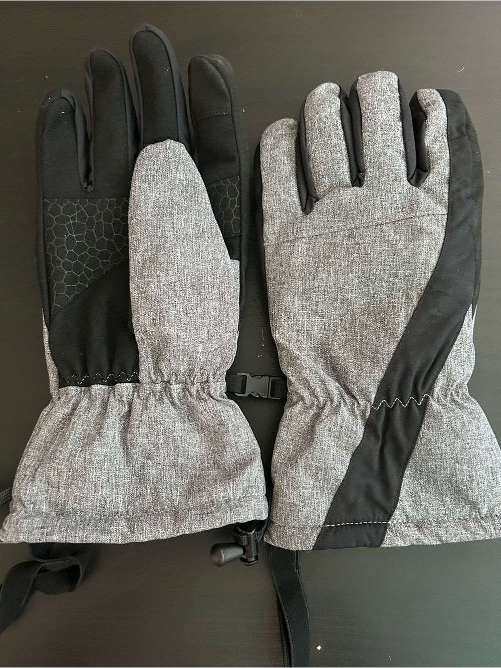 Men’s / Women’s insulated Waterproof Ski & SnowBoard Gloves - Grey/Black Size L